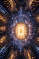 Fractal Starburst: A dazzling cosmic explosion of light, color, and energy, swirling in a mesmerizing spiral of infinite possibilities