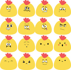 Chicken Face Emoji - Set 4