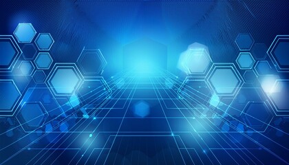Obraz premium Abstract blue geometric and hexagons illustration graphic resource