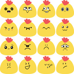 Chicken Face Emoji - Set 6