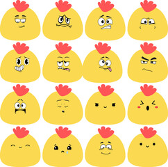 Chicken Face Emoji - Set 4