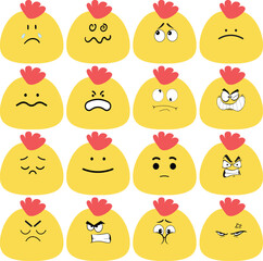 Chicken Face Emoji - Set 7