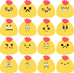 Fototapeta premium Chicken Face Emoji - Set 9 