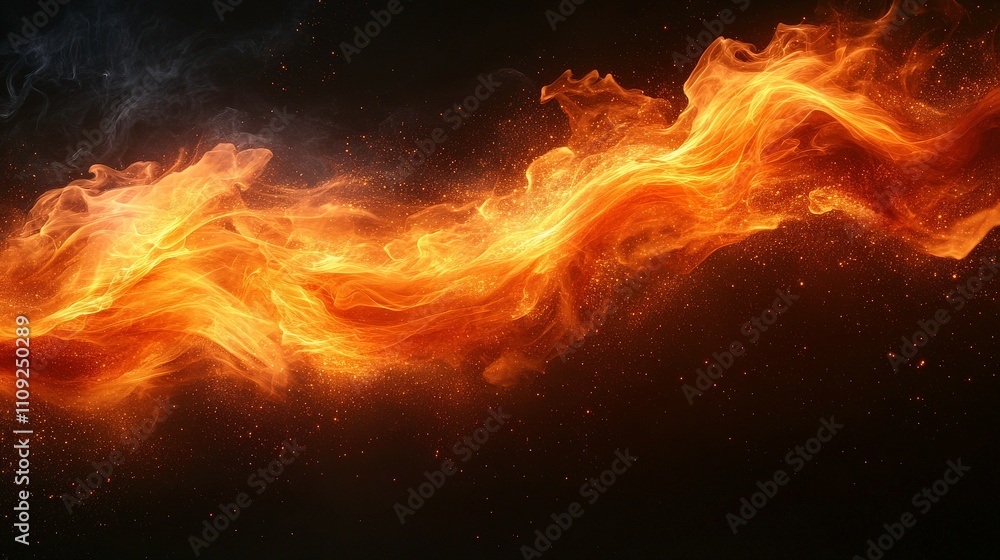 Poster captivating flames dance in the darkness with fiery orange and red hues, creating an enchanting and 