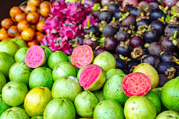 Fruits put out on sale on the street stall in Bali, Indonesia