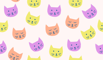 Cute cats pattern background vector design