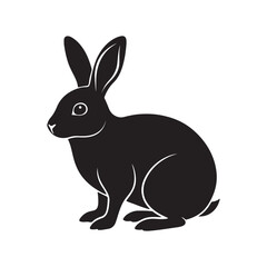 Rabbit silhouette vector, black and white silhouette, vector and illustration isolated on white background, black and white