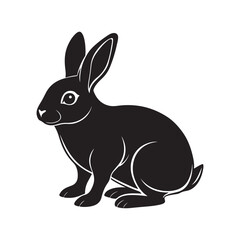 Rabbit silhouette vector, black and white silhouette, vector and illustration isolated on white background, black and white