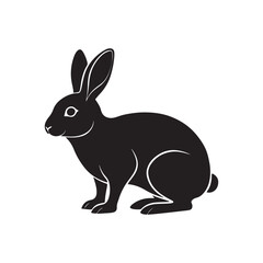 Obraz premium Rabbit silhouette vector, black and white silhouette, vector and illustration isolated on white background,&nbsp;black&nbsp;and&nbsp;white