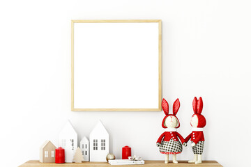 Interior mockup and frame mockup in christmas home decor living room	
