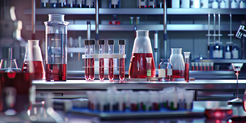 Close-up of a lab bench with test tubes and scientific equipment, representing a job in a research laboratory