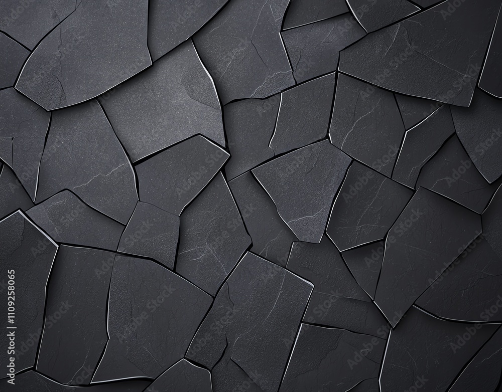Poster an abstract close-up of textured black stones arranged in intricate patterns. suitable for backgroun