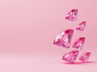 Fortune growth, sparkling diamonds growing like crystals, 3D illustration