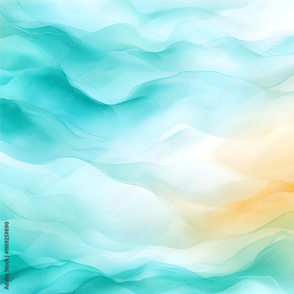 Aufkleber an abstract wave pattern featuring fluid shades of teal and soft orange tones, creating a calming an