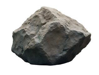 Detailed close-up of a heavy rugged gray rock against a transparent background. Ideal for geology, textures, and natural elements concepts in various projects.