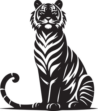 A tiger sitting with an alert posture ears perked vector