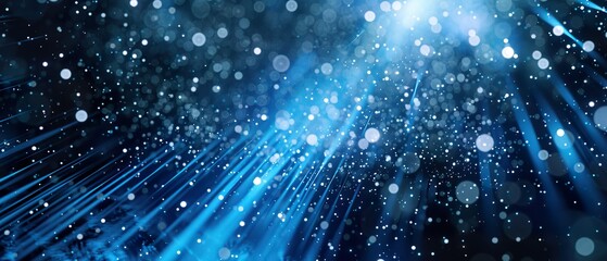 Obraz premium Abstract Blue Light Trails and Particles Digital Art: Dynamic Background Image for Technology, Music, and Sci-Fi Projects