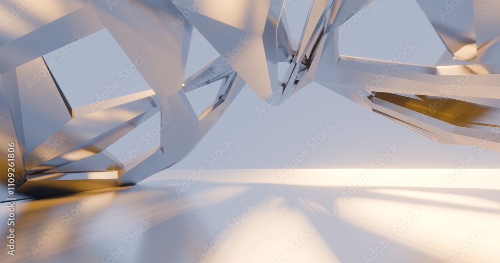 Poster futuristic abstract background crystal building 3d render