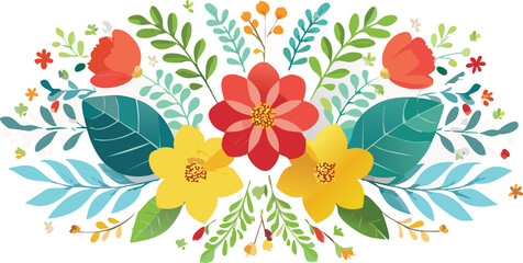 Vibrant Spring Floral Arrangement: A Hand-Drawn Illustration. AI Generated