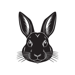 Fototapeta premium Rabbit Head silhouette vector, black and white silhouette, vector and illustration isolated on white background,&nbsp;black&nbsp;and&nbsp;white