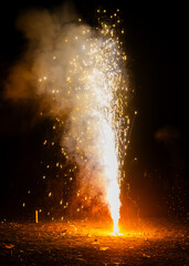 Fireworks being enjoyed by people during Diwali festival