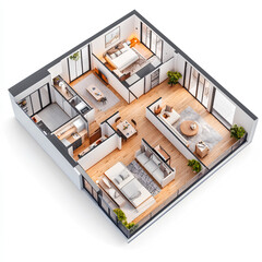 isometric house room plan