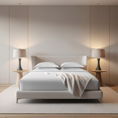 modern living room with bed