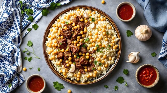 No&rsquo;xat Palov Traditional Pilaf with Lamb, Chickpeas, and Garlic (Kazakhstan Cuisine)