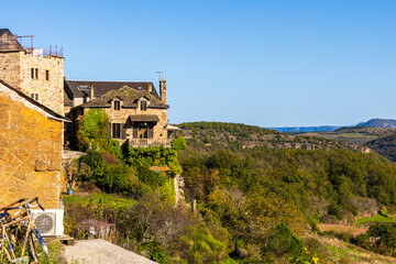 Panorama of the countryside from the medieval village of Castelnau-Pégayrols, former capital of...