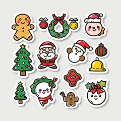 Fototapeta premium Festive christmas sticker showcase
