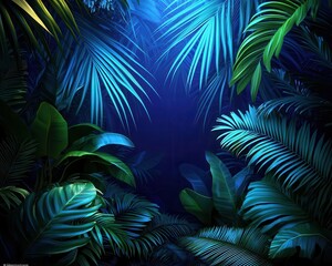 Subtropical forest, glowing oxygen flow amidst high humidity, 3D illustration