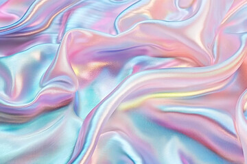 Obraz premium Iridescent pastel holographic fabric texture background.