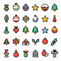 Fototapeta premium Christmas line icon collection