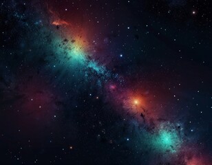 multicolored space landscape with milky way planets and comets