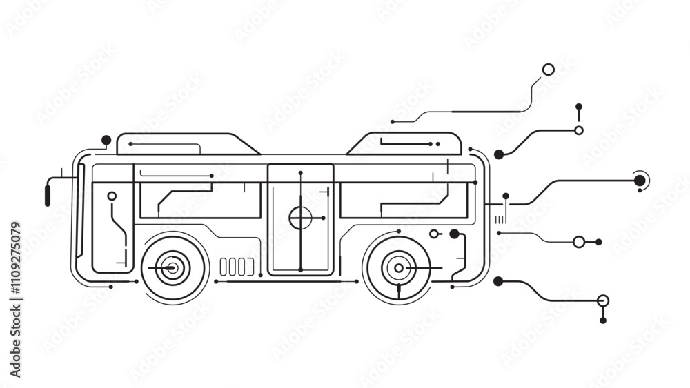 Aufkleber autonomous artificial intelligence smart bus digital icon