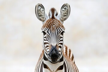 Naklejka premium Close-up of zebra head with striking black and white stripes