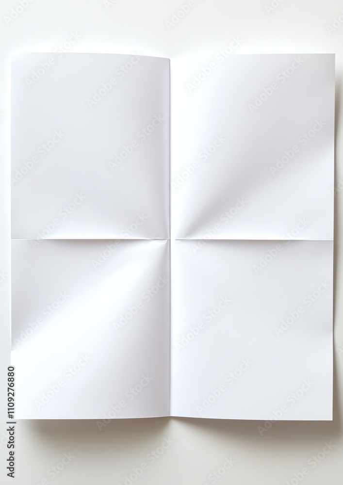 Poster this image features an empty, open notebook or brochure with four blank pages. ideal for designs, pr