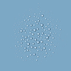 Beauty facial Serum gel drops pattern. Water spray texture isolated on blue background
