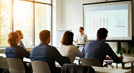 Fototapeta premium Business Professionals Engaged in a Modern Office Presentation