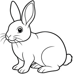 Obraz premium Simple black and white line art of a rabbit, symbolizing nature, cuteness, and playfulness.