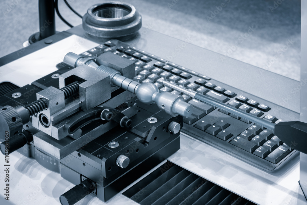 Poster Quality control on milling CNC machine, coordinate measuring machine, Quality control machine