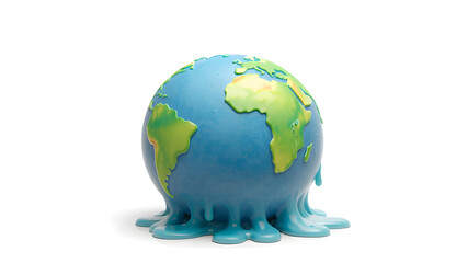 Planet earth heats up and melting on white background.Global warming symbol. 3D illustration.world...