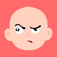 variant face expression human. bald man with many expressions cartoon character