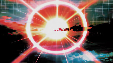 Fototapeta premium Sun Halo: The Ring of Light Around the Sun - Imagine a scene where a sun halo forms, with a ring of light appearing around the sun, often caused by the refraction of sunlight