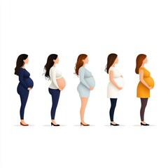 Fototapeta premium A group of pregnant women standing in a line