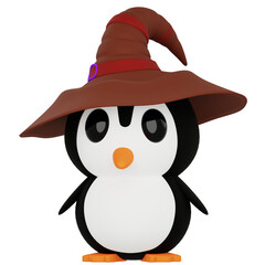 Pinguin Witch Cute 3D Illustration