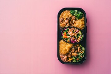 The food delivery app interface on a smartphone provides a seamless meal ordering experience for restaurants or cafes, with ample copy space for text or branding.
