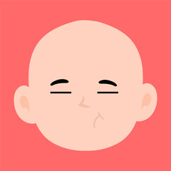 variant face expression human. bald man with many expressions cartoon character