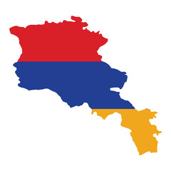Fototapeta premium Armenia outline of map on background of national flag