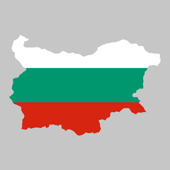 Bulgaria outline of map on background of national flag